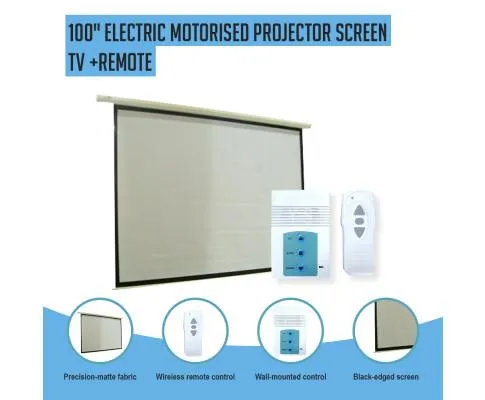 100" Electric Motorised Projector Screen Tv  Remote
