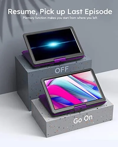 17.5" Portable DVD Player with 15.6" Large HD Screen, 6 Hours Rechargeable Battery, Support USB/SD Card/Sync TV and Multiple Disc Formats, High Volume Speaker, Purple