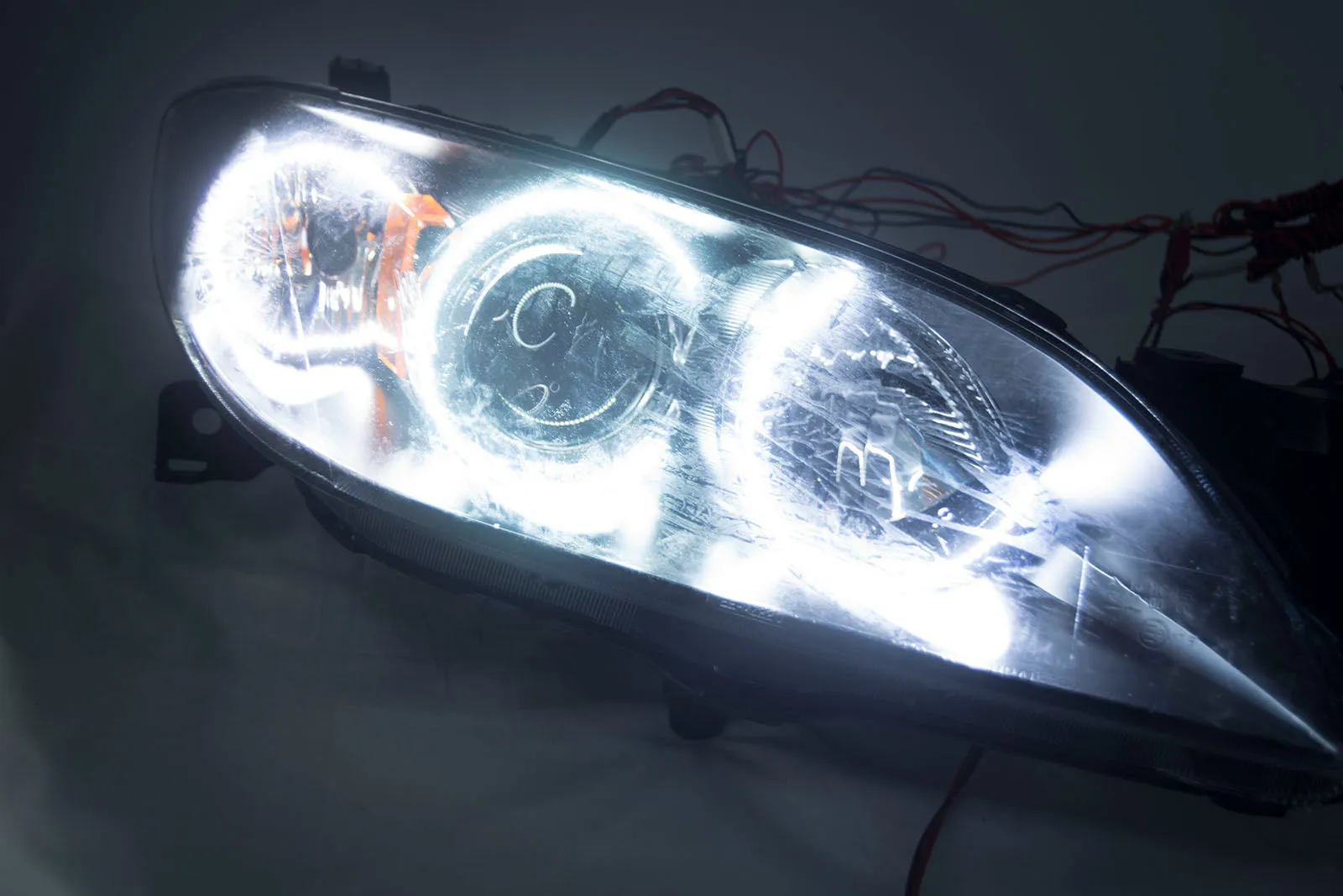 2004-2009 Mazda 3 4 Door Projector Headlights - ORACLE WHITE LED Halos