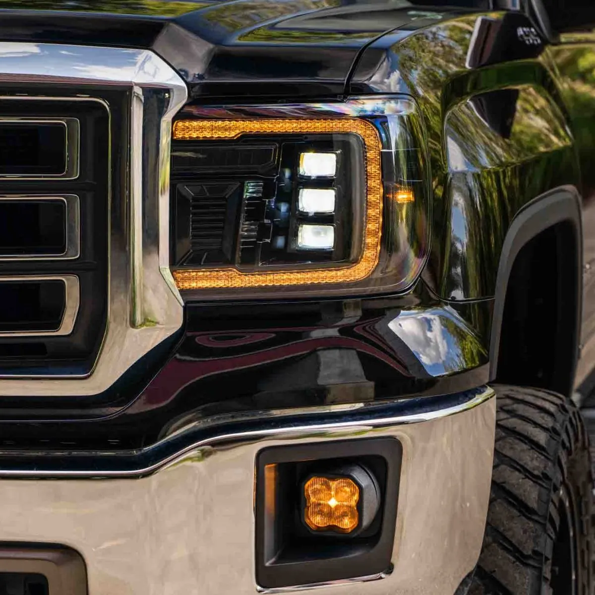 2015-2019 GMC Sierra 2500/3500 LED Projector Headlights (Amber DRL) (pair)