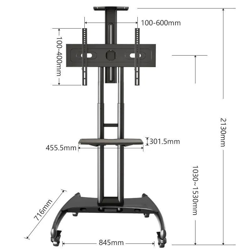 32 - 70" LED LCD TV Portable Rolling Wheel Stand VC & AV Shelf Cart Trolley