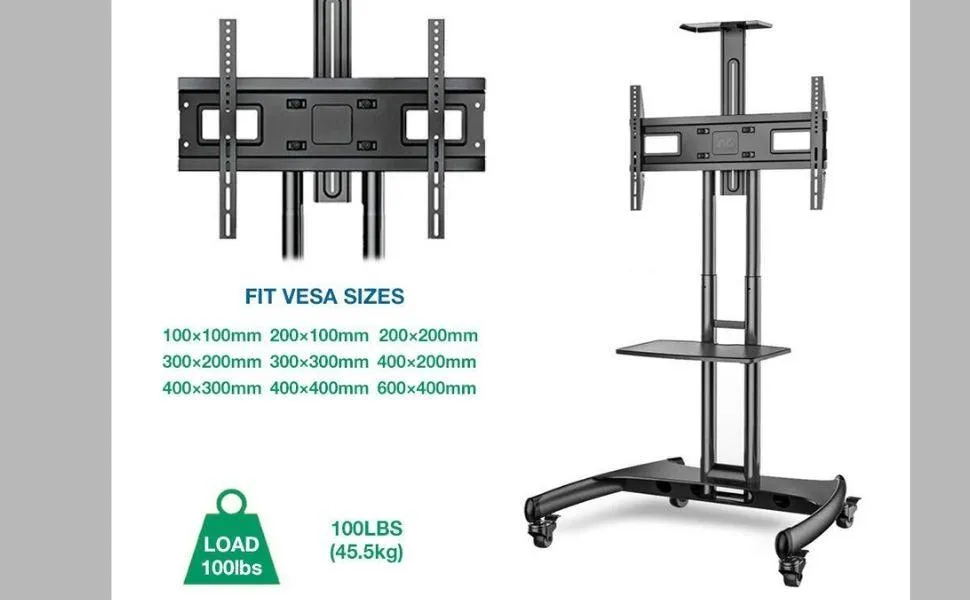 32 - 70" LED LCD TV Portable Rolling Wheel Stand VC & AV Shelf Cart Trolley