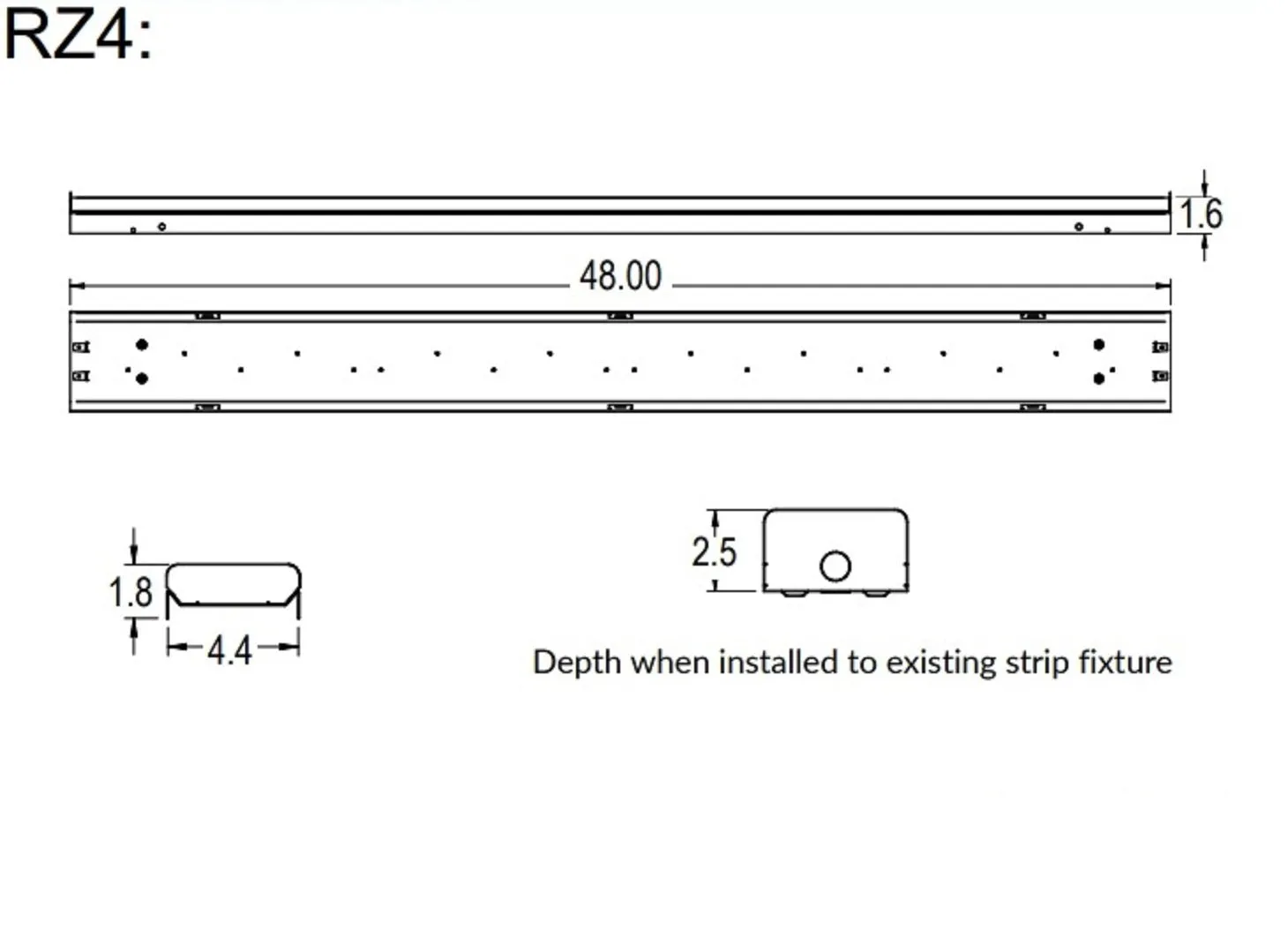 4 Foot LED Low Profile Strip Retrofit, 40 watt, 120-277V