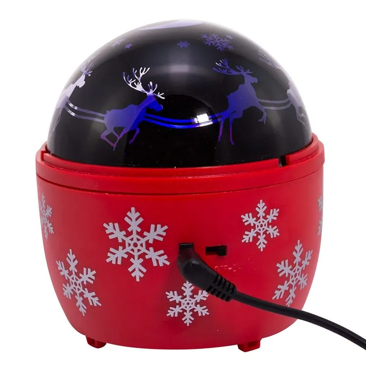 5" Battery-Operated USB Night Light Projector with Red Base