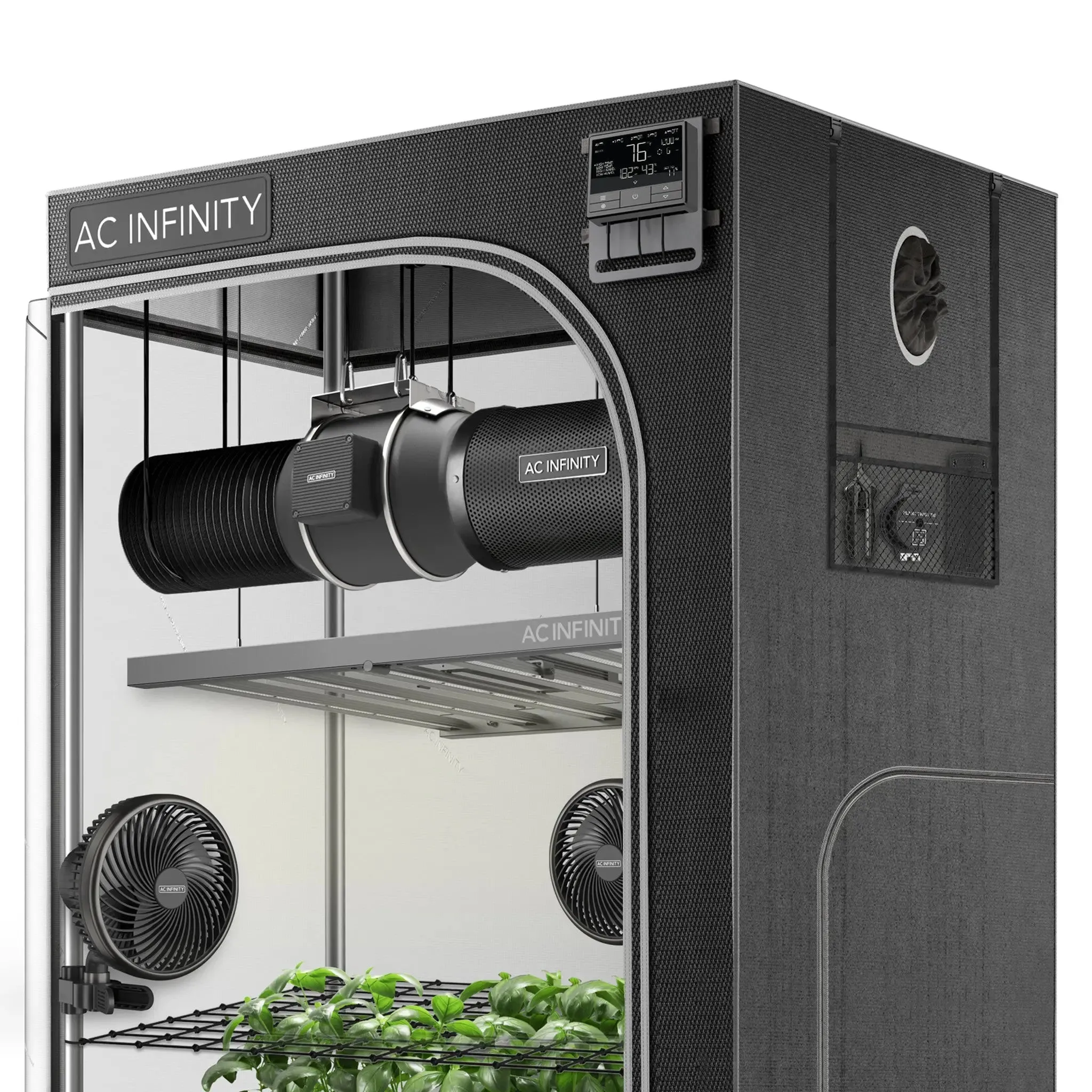 AC Infinity Advance Grow Tent System 4' x 4' WIFI APP Control and Full Spectrum EVO6 LED Grow Light | 4-Plant Kit