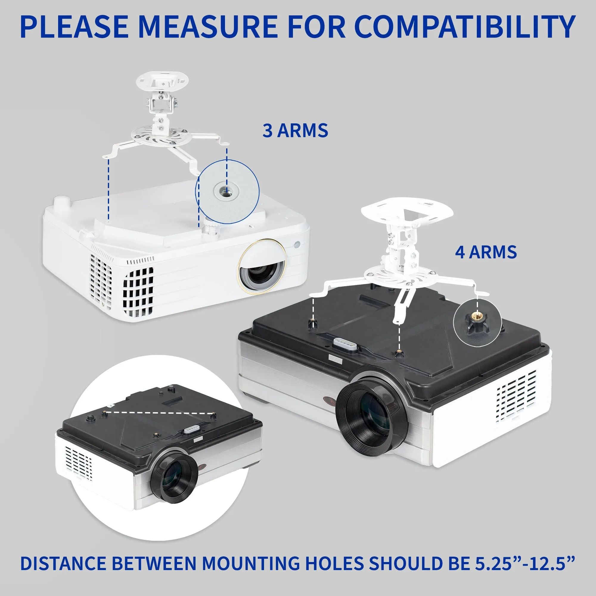 Adjustable Ceiling Mount for Regular and Mini Projectors