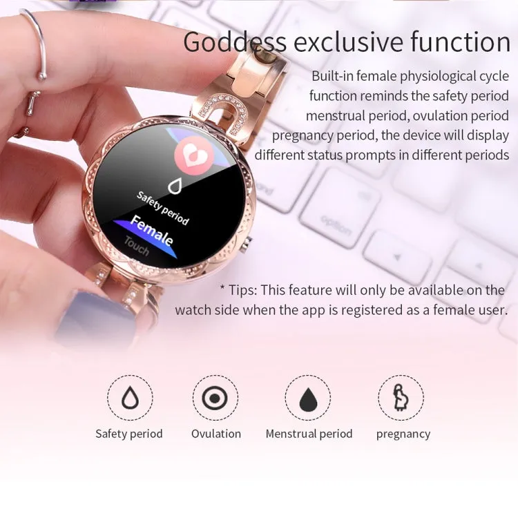 AK15 Fashion Smart Female Bracelet, 1.08 inch Color LCD Screen, IP67 Waterproof, Support Heart Rate Monitoring / Sleep Monitoring / Remote Photography (Rose Gold)