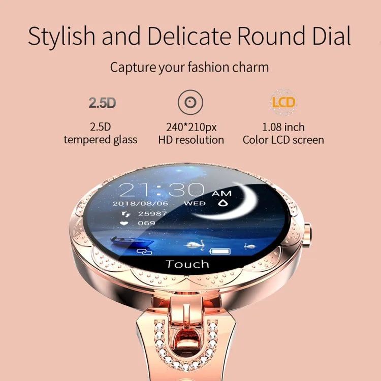 AK15 Fashion Smart Female Bracelet, 1.08 inch Color LCD Screen, IP67 Waterproof, Support Heart Rate Monitoring / Sleep Monitoring / Remote Photography (Rose Gold)