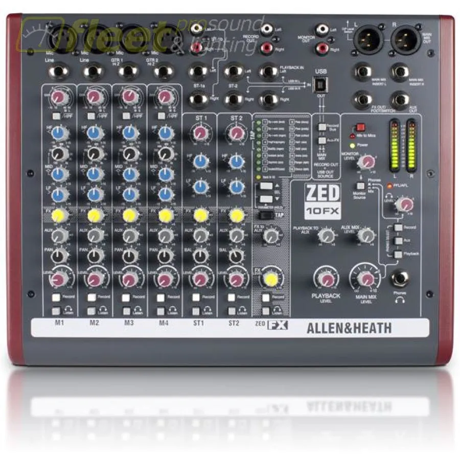 Allen & Heath ZED-10FX Multipurpose Mixer with FX for Live Sound and Recording