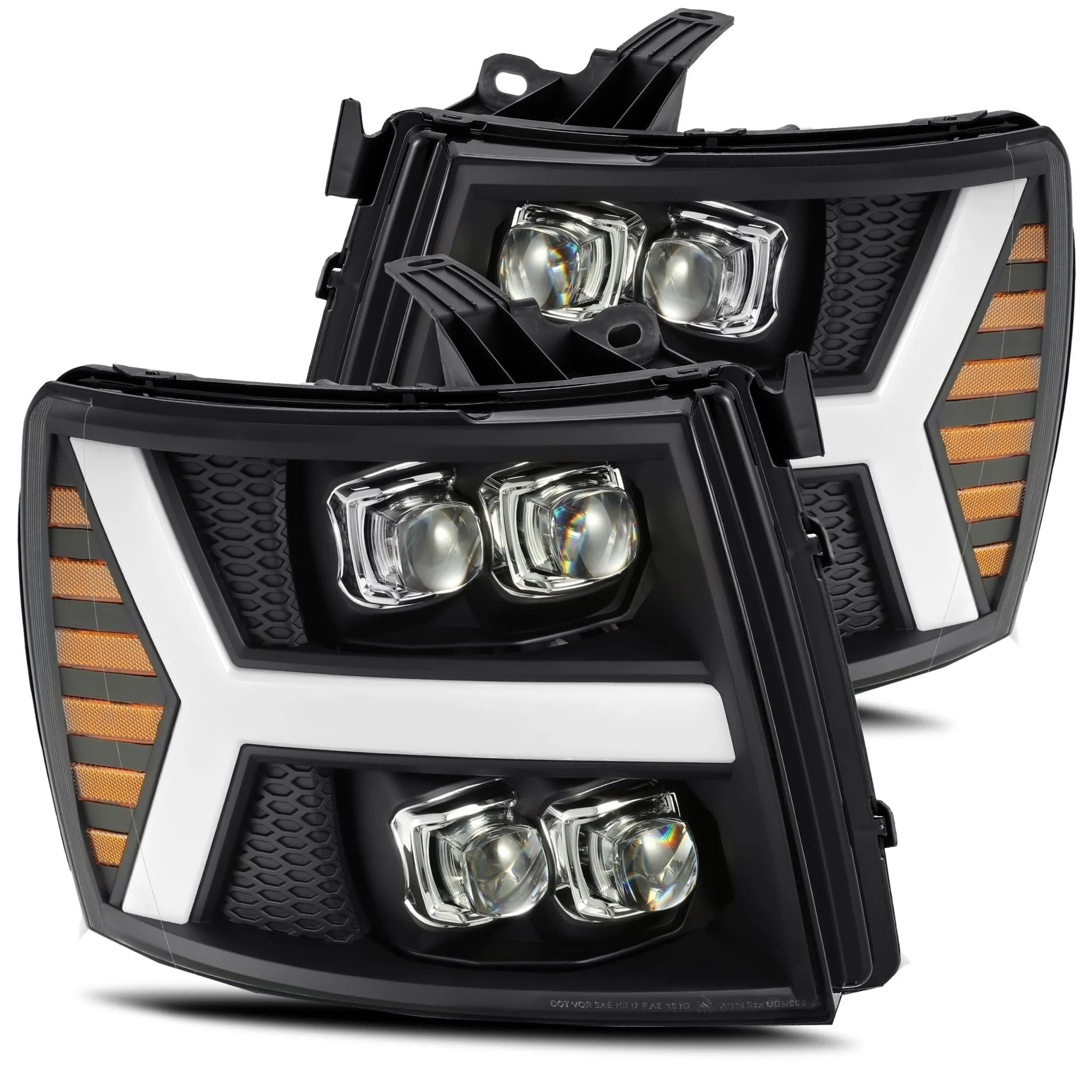 Alpharex Nova-Series LED Projector Headlights Black For Silverado (2007-2013)