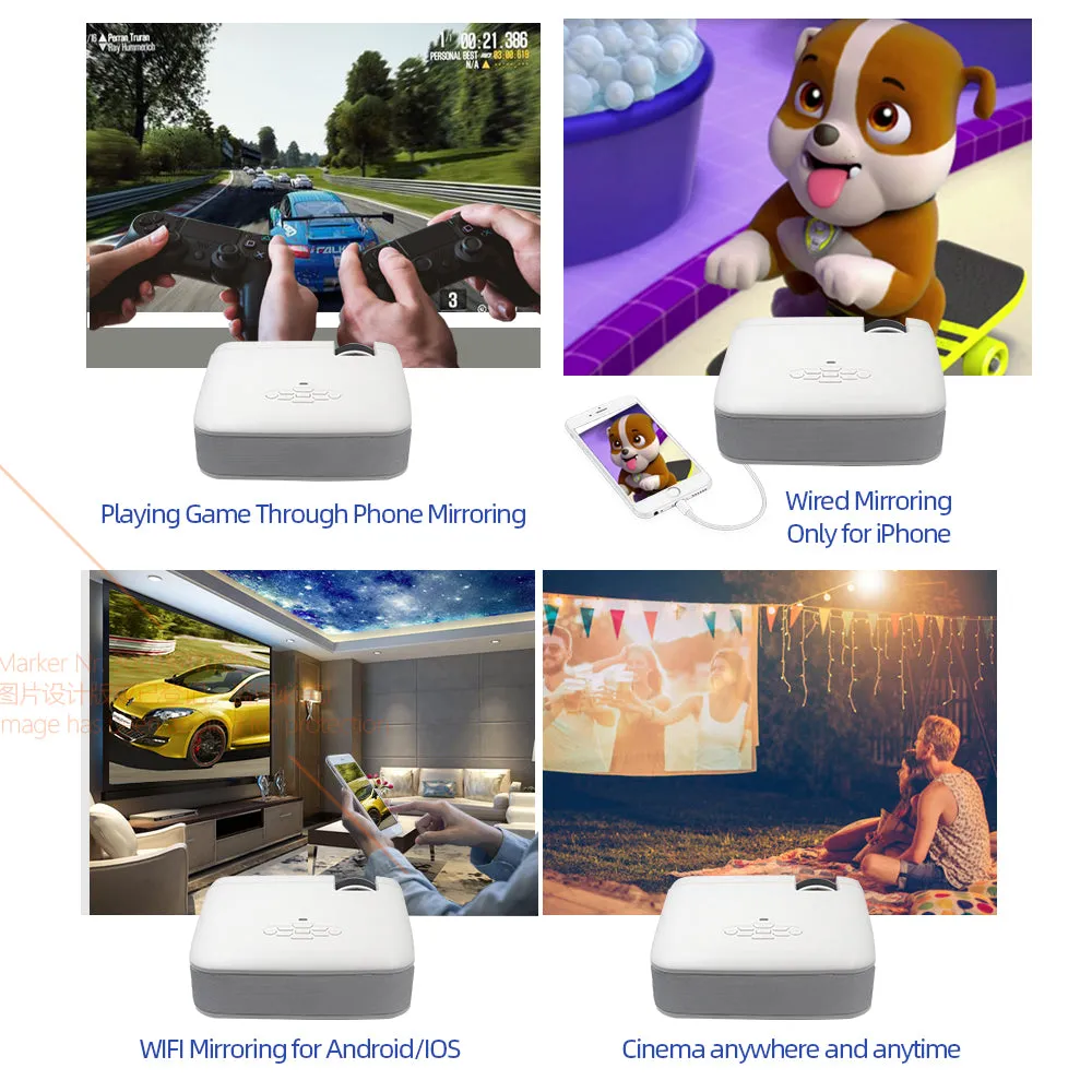 AUAtmosphere Light Humidifier Candlelight Aroma DiffuserN mini projecteur LED D40W