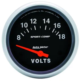 AutoMeter 3592 GAUGE; VOLTMETER; 2 5/8in.; 18V; ELECTRIC; SPORT-COMP