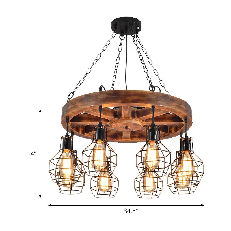 Black Metal Chandelier with Globe Design - Farmhouse Ceiling Light Fixture (6/8 Lights) for Living Room