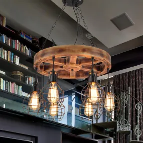 Black Metal Chandelier with Globe Design - Farmhouse Ceiling Light Fixture (6/8 Lights) for Living Room
