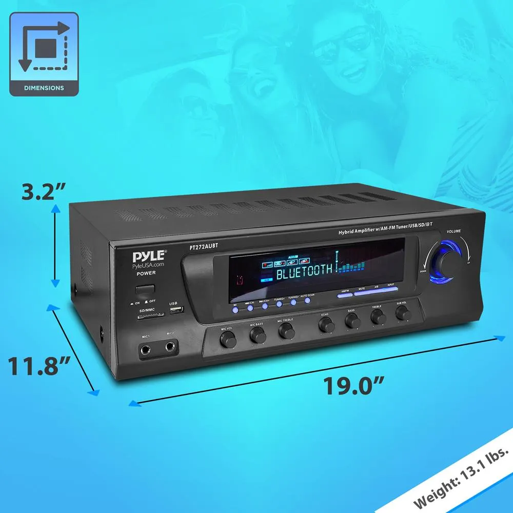 Bluetooth Compatible Amplifier Receiver - Home Theater-Stereo Amplifier Receiver, Mp3/Usb/Sd Readers, Am/Fm Radio, 300 Watt