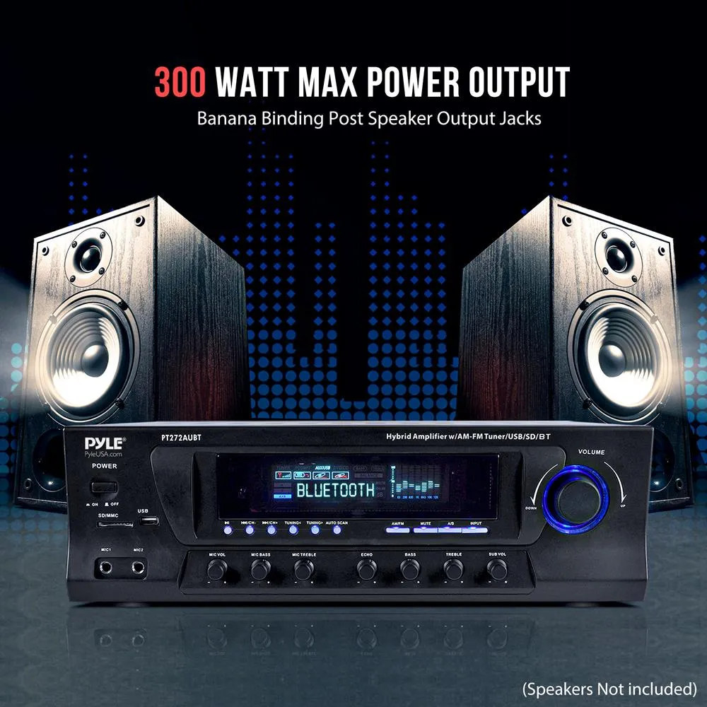 Bluetooth Compatible Amplifier Receiver - Home Theater-Stereo Amplifier Receiver, Mp3/Usb/Sd Readers, Am/Fm Radio, 300 Watt