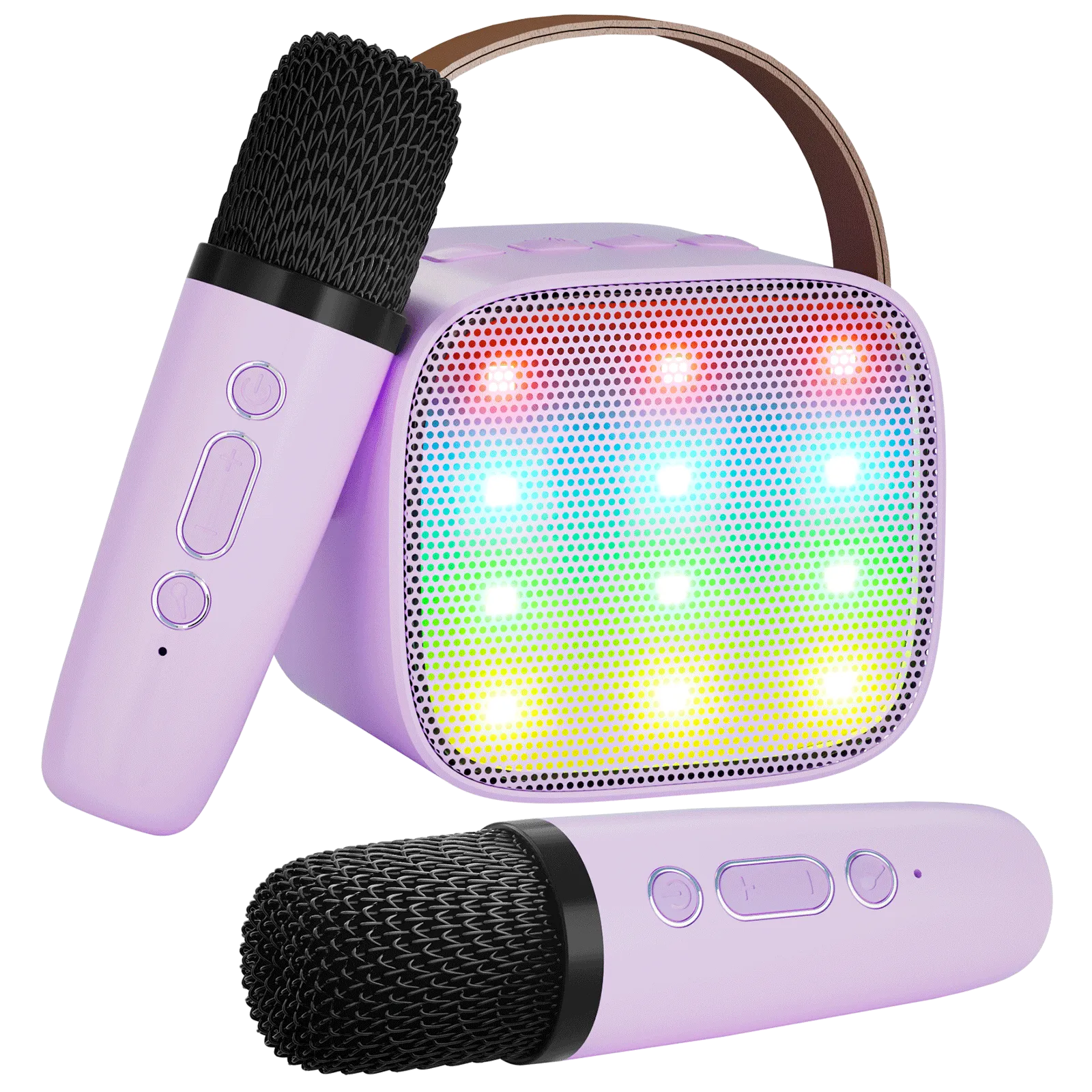 BONAOK Mini Karaoke Machine for Kids Adults, Portable Bluetooth Speaker with 2 Wireless Microphone, Karaoke Singing Gifts Toys (Pink)