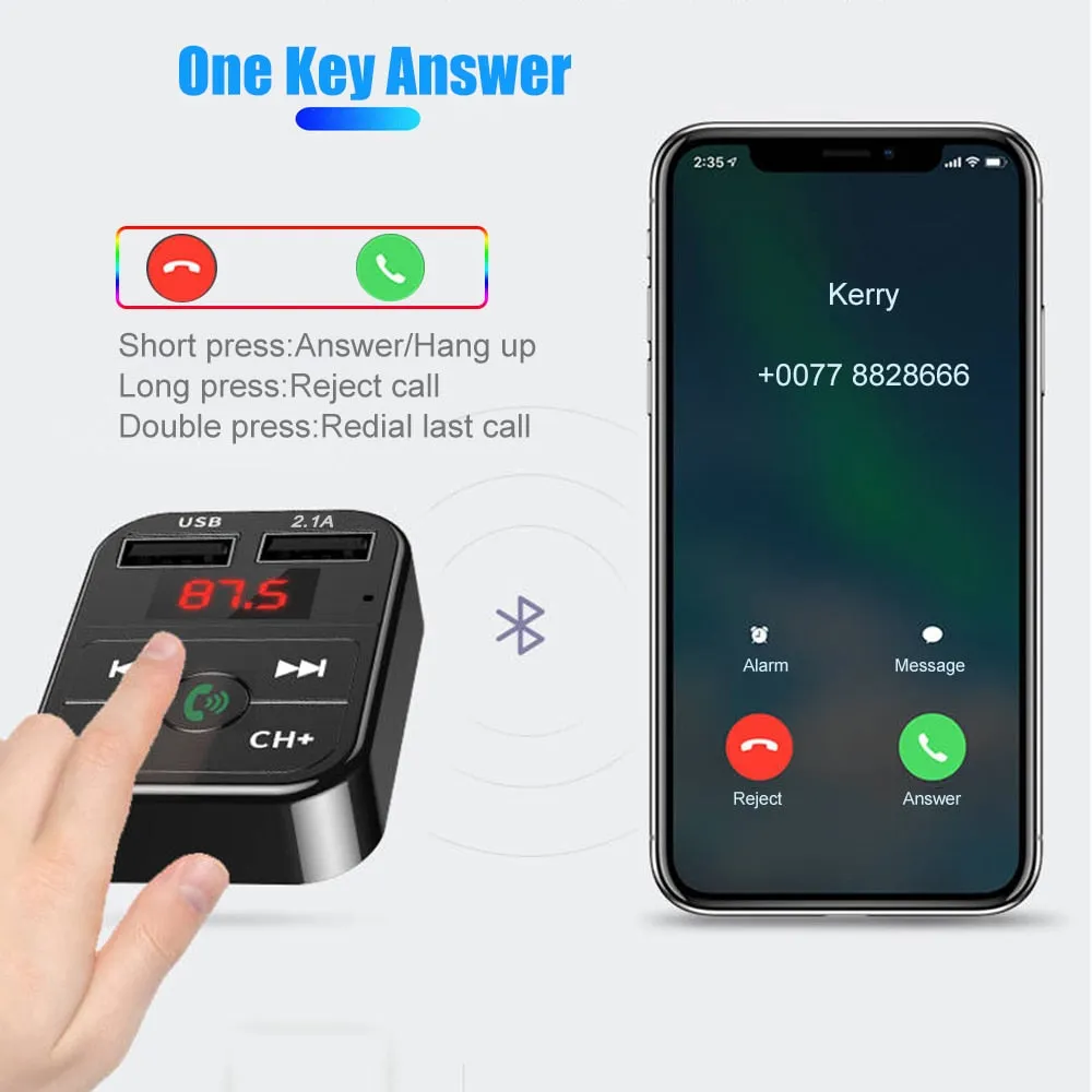 Car Bluetooth 5.0 FM Transmitter Wireless Handsfree