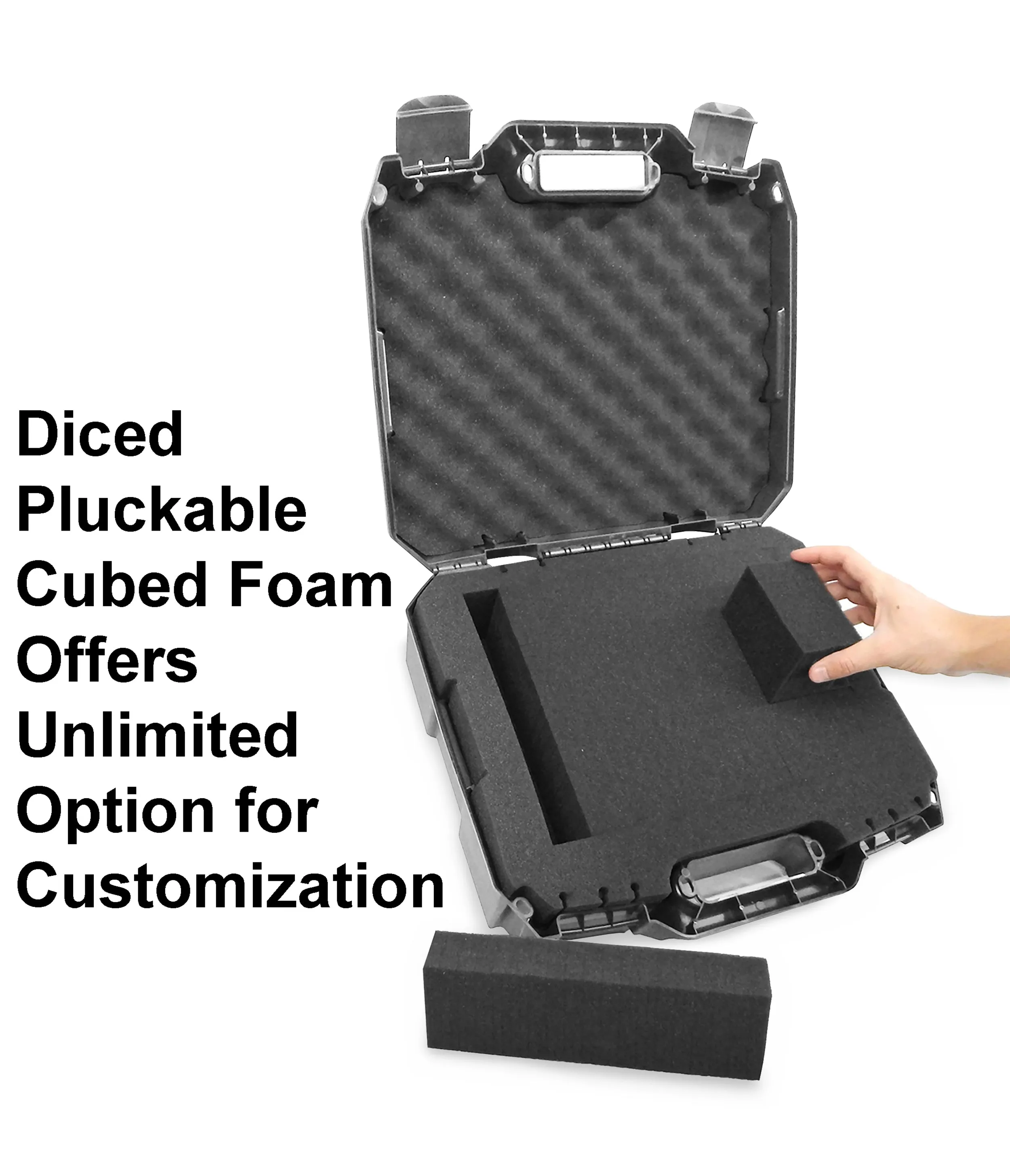 CASEMATIX 16" Hard Travel Case with Padlock Rings and Customizable Foam - Fits Accessories up to 14" x 10.75" x 4"