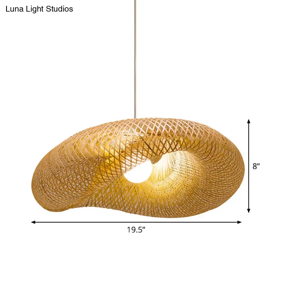 Chinese Bamboo Pendant Lamp | Handmade 1-Head Flaxen Ceiling Light | 19.5"/23.5" Long