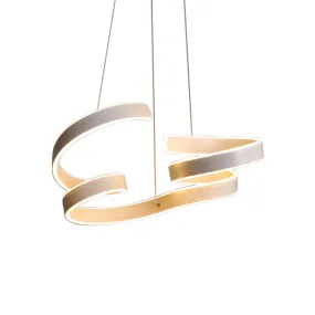 Coiled Aluminum LED Chandelier Pendant Light - Minimalist White Design, Warm/White Light for Dining Table
