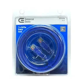 Commercial Electric 7 ft. CAT5e Patch Cord Ethernet Cable (Blue)