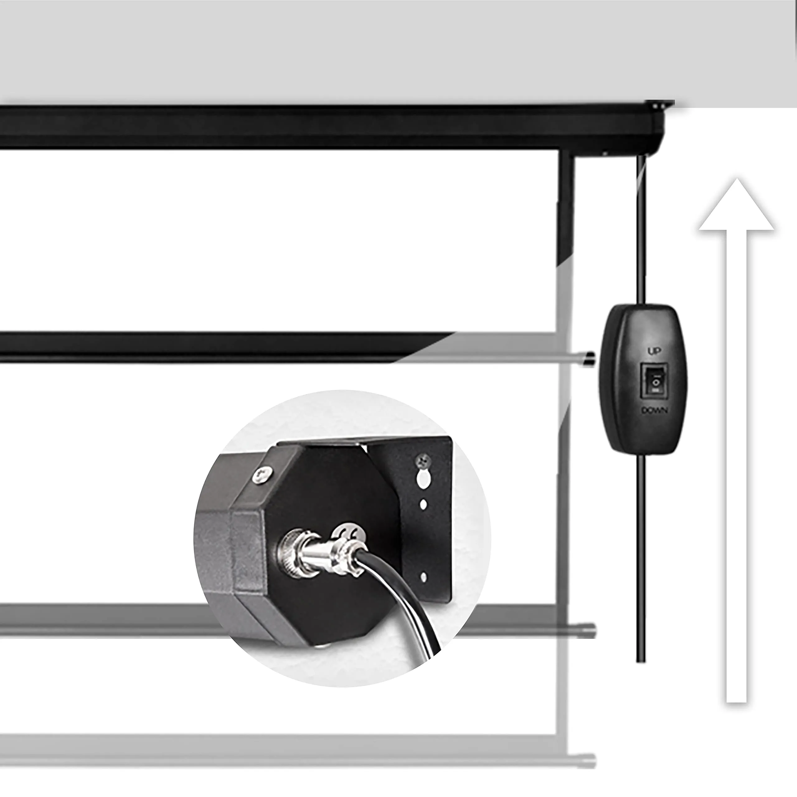 Duronic Electric 60” Projector Screen EPS60 /43 | Screen Size: 122x91cm / 91x48” | 4:3 Ratio | Matt White  1 Gain | HD High Definition | Motorised Switch Control | Home Cinema, School, Office