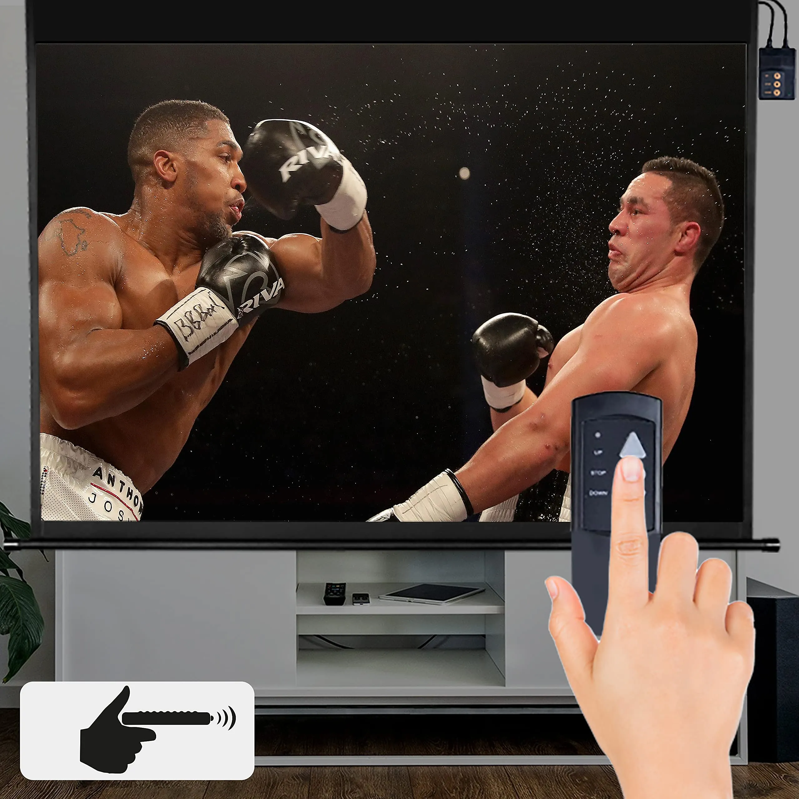 Duronic Electric 60” Projector Screen EPS60 /43 | Screen Size: 122x91cm / 91x48” | 4:3 Ratio | Matt White  1 Gain | HD High Definition | Motorised Switch Control | Home Cinema, School, Office