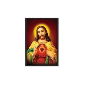 Elcare Divine Led Photo Frame of Jesus Sacred Heart | Home Decor | Divine Photo | Gift | Pooja/Prayer Room | Frame- 12X18 Inches | ELC017