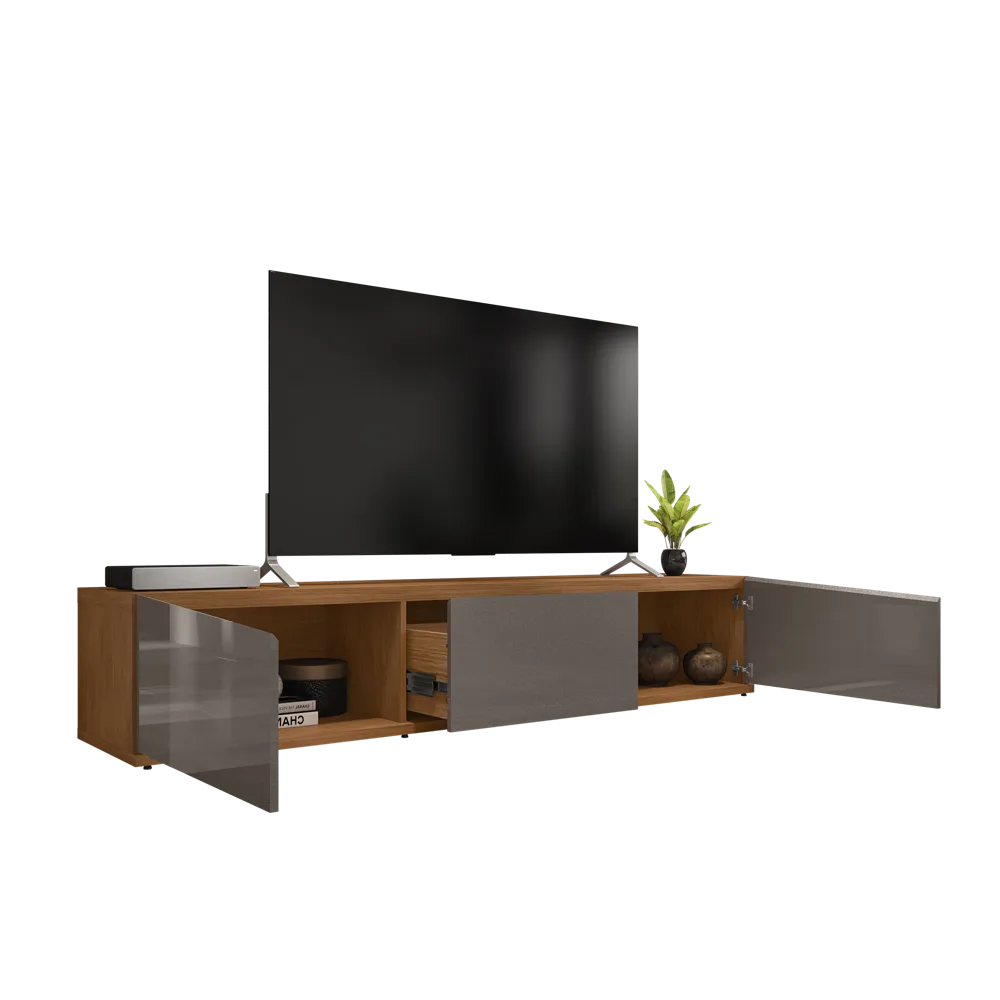 FB Eros TV Stand L1800 x W386 x H450mm Cedar/Pearl Grey High Gloss #11082588 (No Warranty)