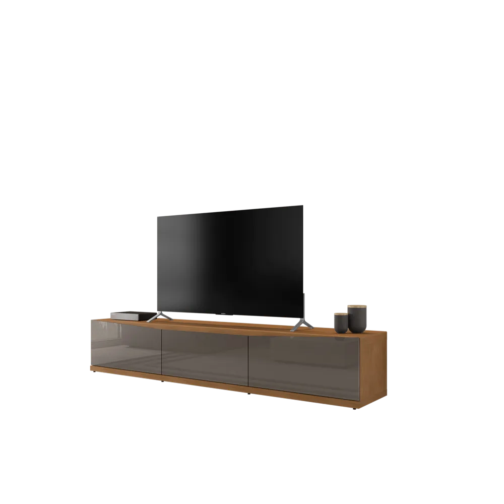 FB Eros TV Stand L1800 x W386 x H450mm Cedar/Pearl Grey High Gloss #11082588 (No Warranty)