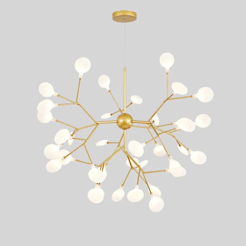 Firefly Dining Room LED Ceiling Chandelier in Gold - Modern Acrylic Light Fixture
