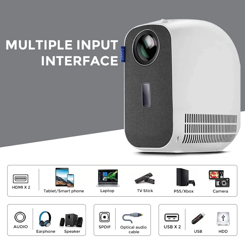 Full HD Projector 4K LED [Screen Size Up to 300"] 8000 Lumens 1080P Native Resolution Home Theater Gaming Projector For PC, TV Stick, TV box