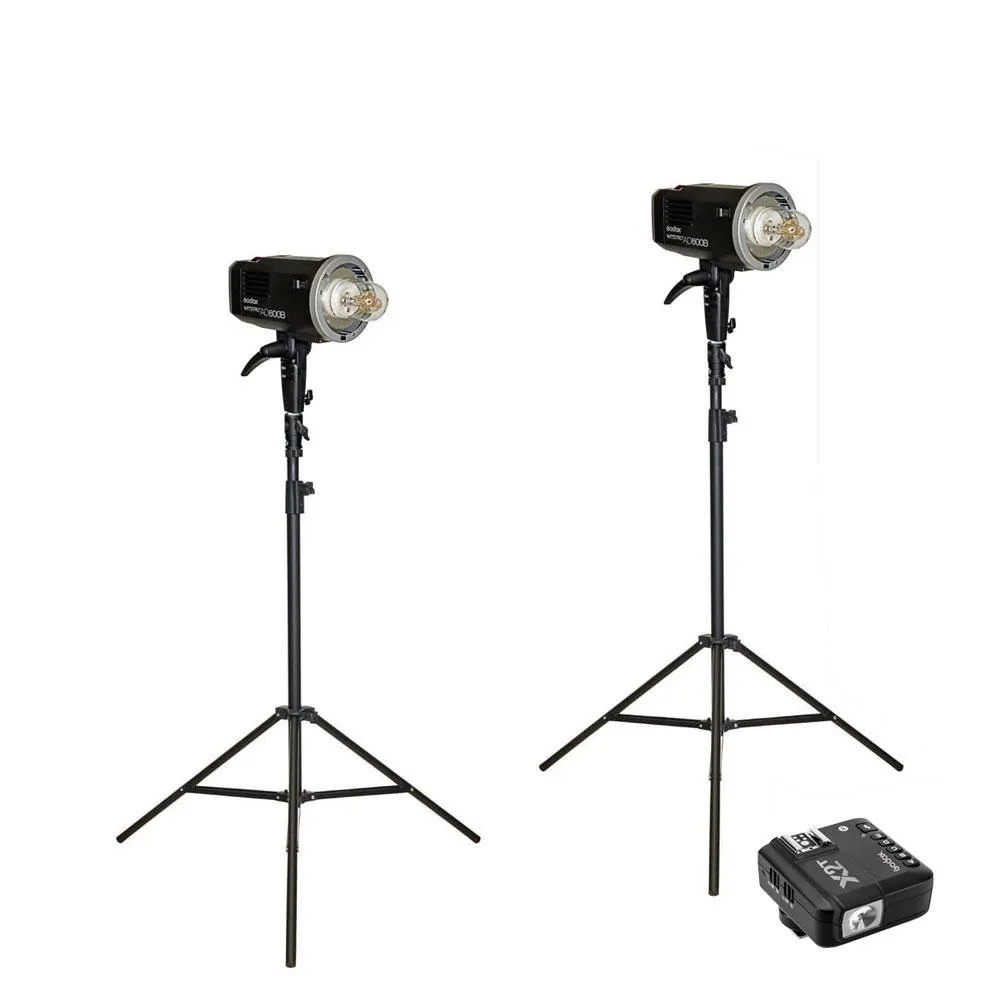 Godox 2 x AD600B Witstro TTL 2.4GHz Studio Flash Strobe Light & Stand Kit with X2 Trigger (Bowens) - Bundle