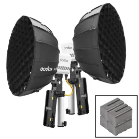 Godox ML60IIBI Bi-Colour LED Twin Softbox Lighting Kit with NP-F Batteries