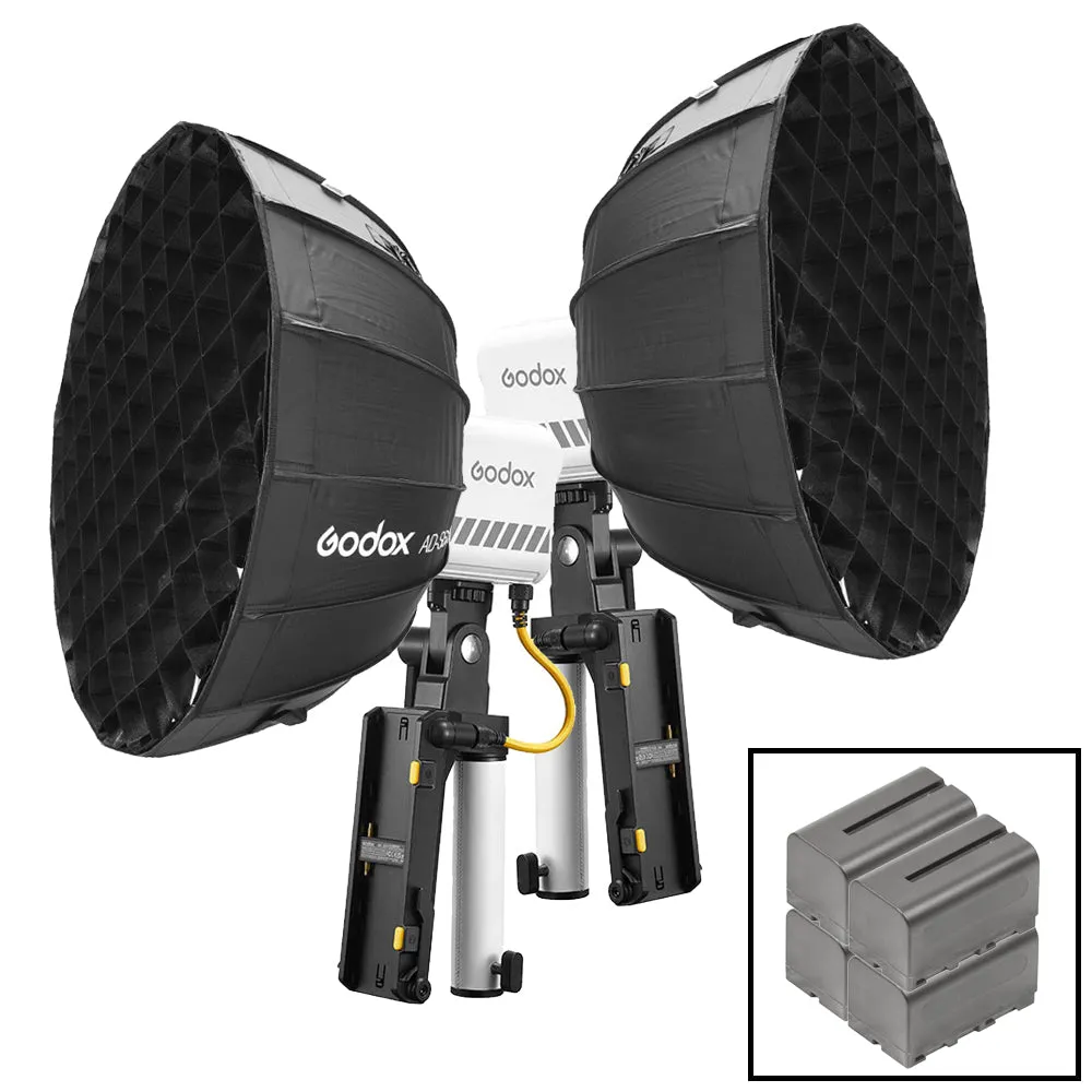 Godox ML60IIBI Bi-Colour LED Twin Softbox Lighting Kit with NP-F Batteries