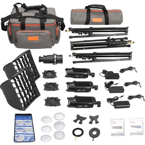 Godox S30-D Focusing LED 3 Point Lighting Kit