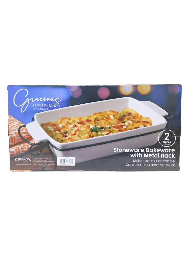 Gracious Dining by Gibson 2 Piece Stoneware Bakeware with Metal Rack