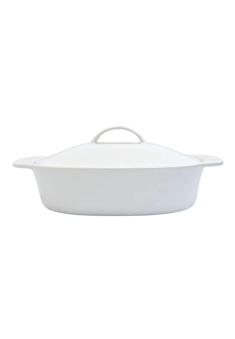 Gracious Dining by Gibson 3 Piece Stoneware Bakeware with Lid and Metal Rack