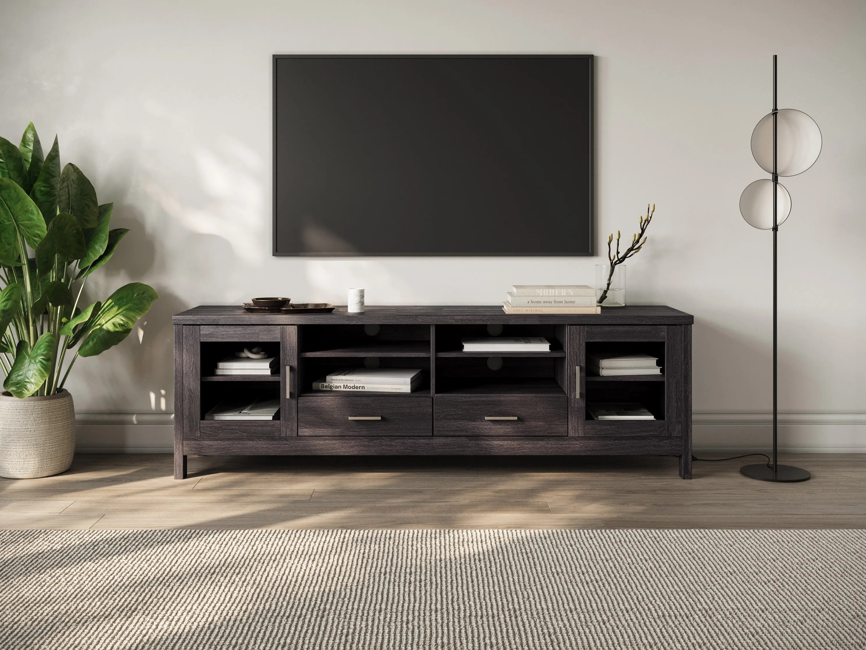 Grey Wood TV Stand, TVs up to 85"