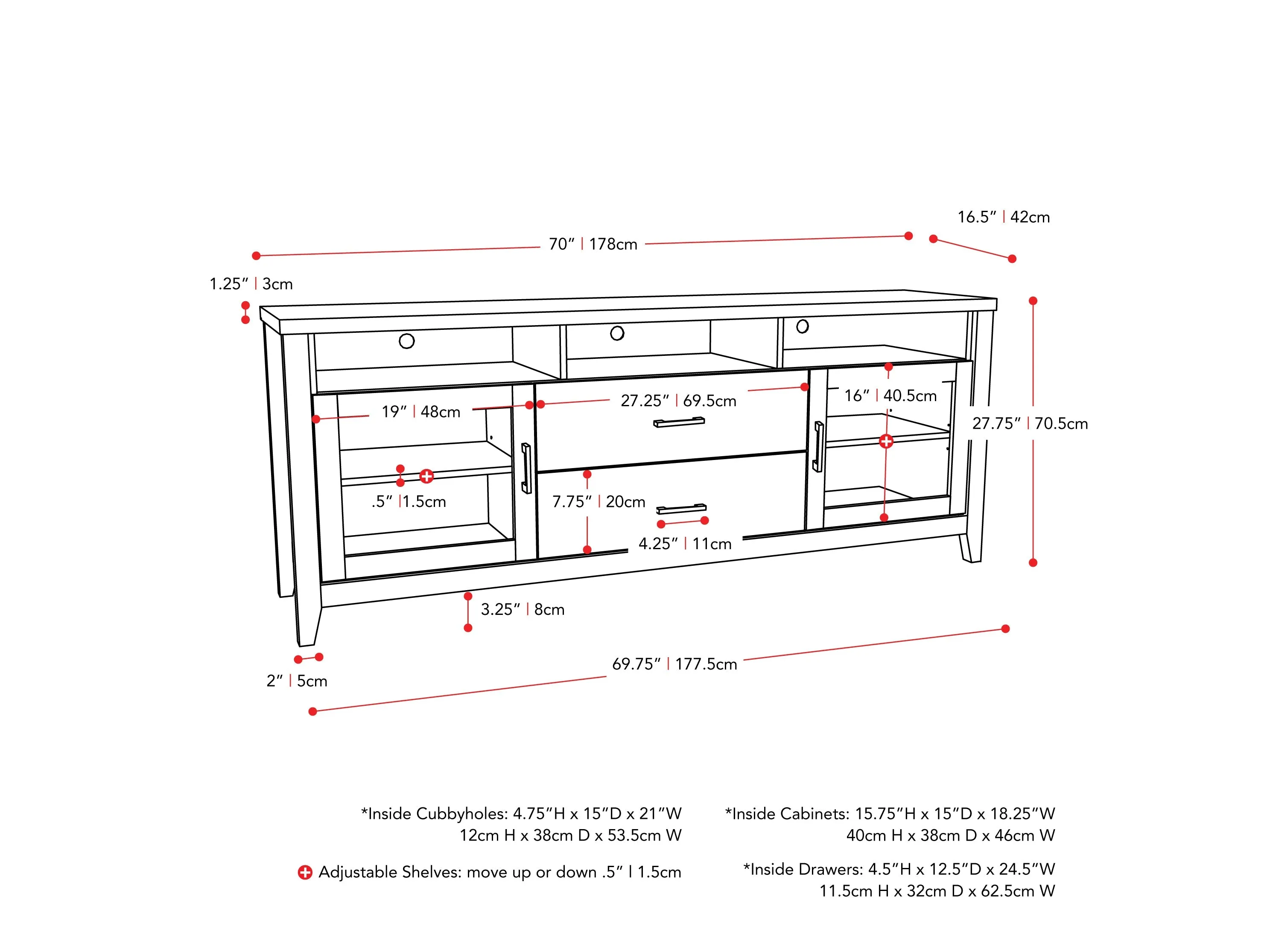 Grey Wood TV Stand, TVs up to 85"