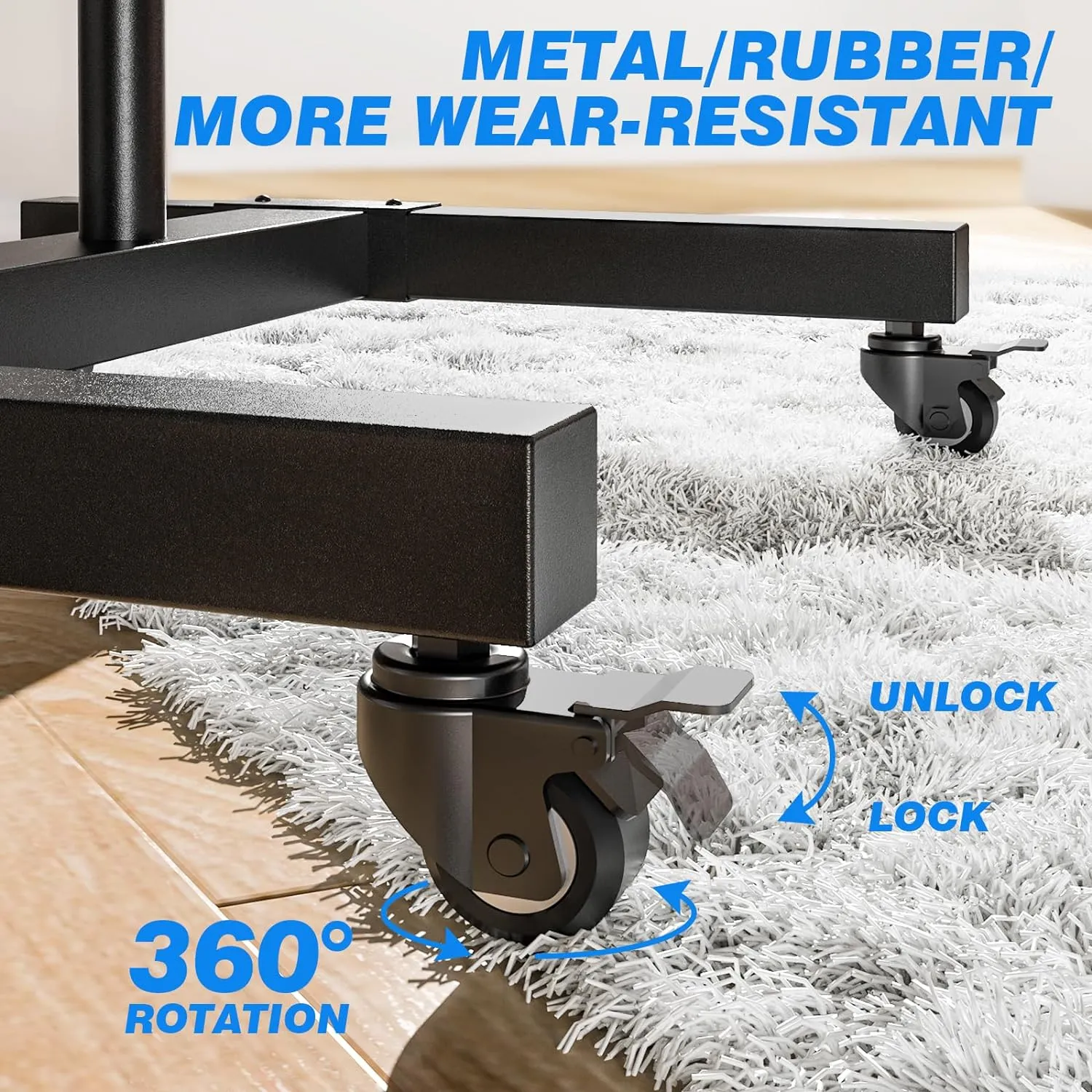 Height Adjustable Mobile TV Cart for 32-75 Inch Screens | Rolling TV Stand with Locking Wheels & Metal Shelf | Portable Floor Stand for Home I Office I Outdoor Use