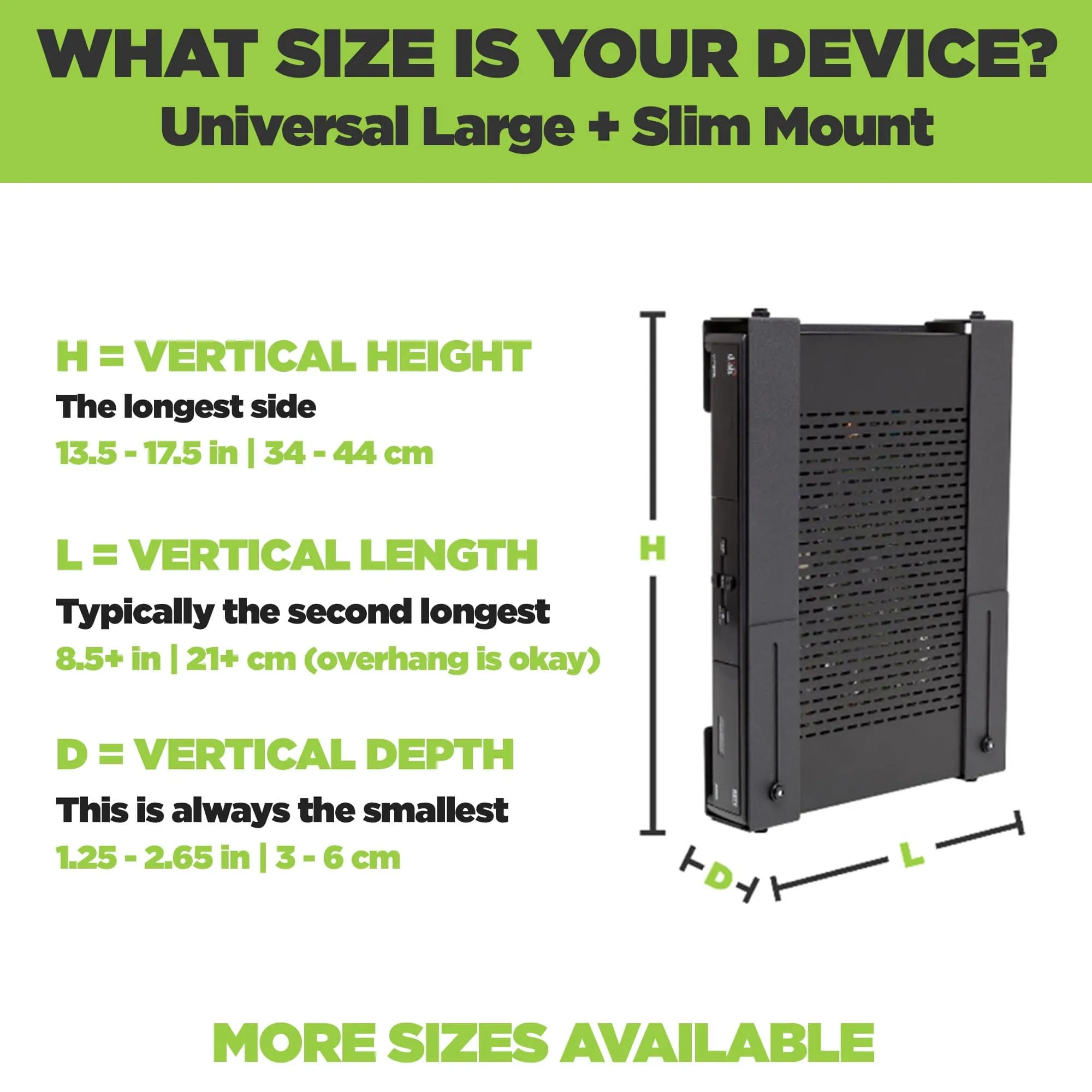 HIDEit Uni-LS | Adjustable Large Slim Device Mount
