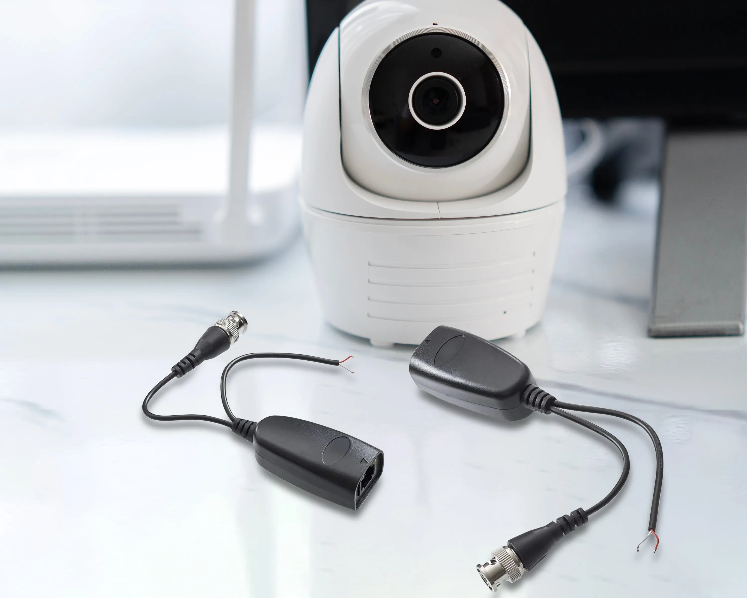 High Definition 5 Megapixel Video & Power Balun,  1 Pair - (HDB-PVRJ45PT2-1)