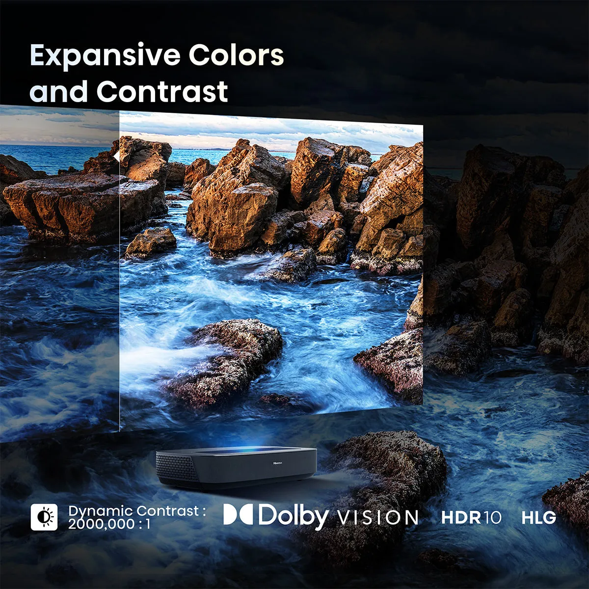 Hisense PL1 X-Fusion 4K Ultra Short Throw Laser Cinema Projector with Dolby Vision, Dolby Atmos, & Google TV