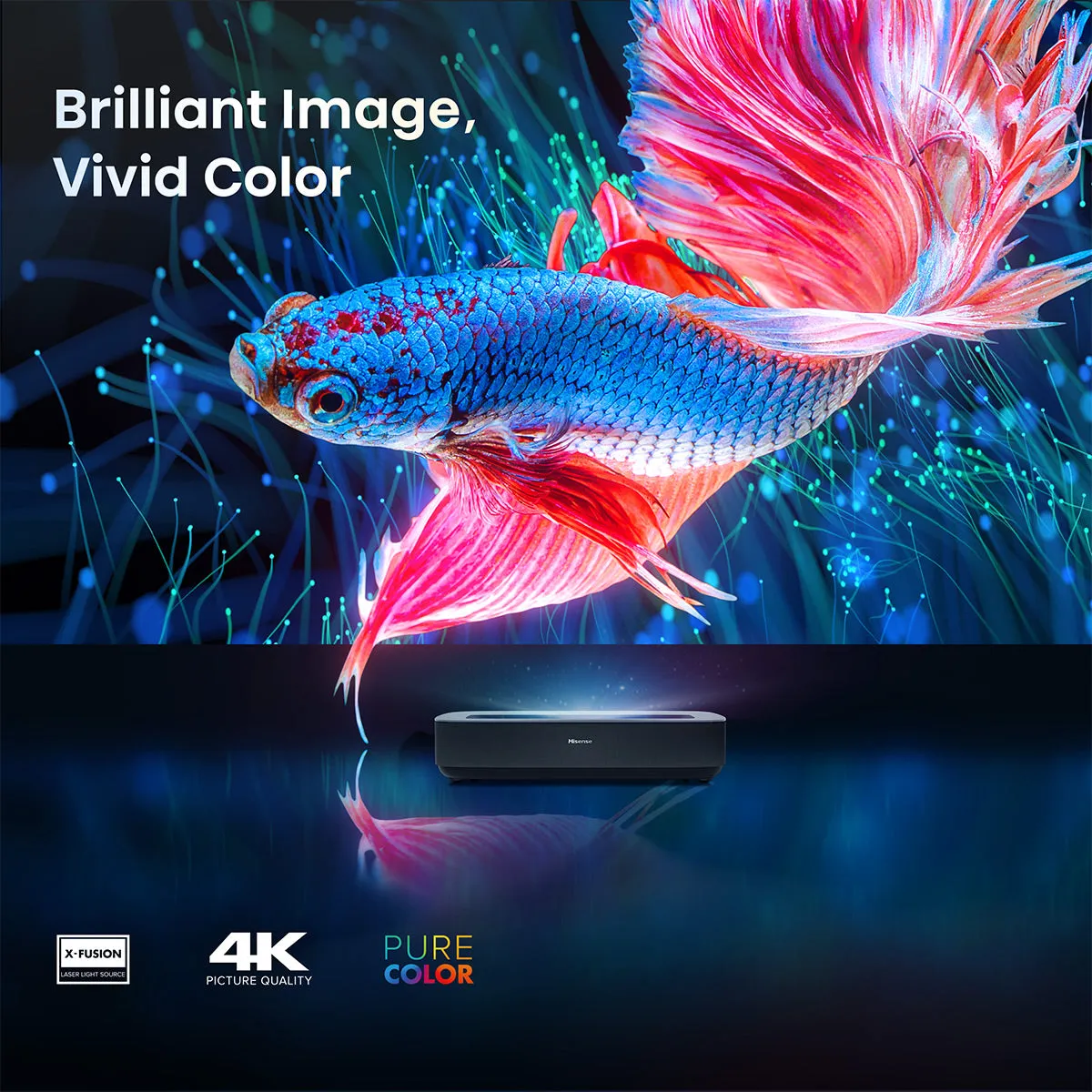 Hisense PL1 X-Fusion 4K Ultra Short Throw Laser Cinema Projector with Dolby Vision, Dolby Atmos, & Google TV