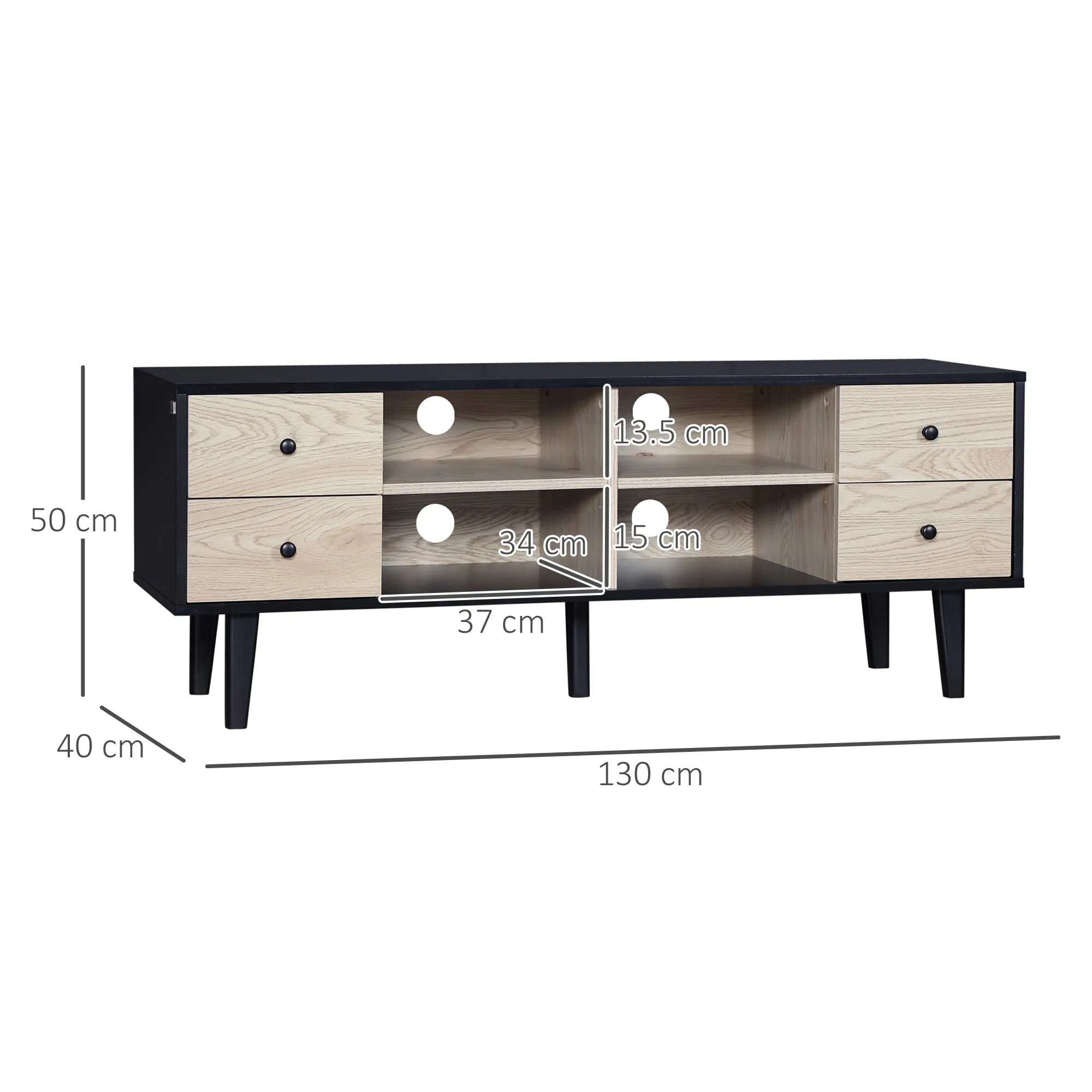 HOMCOM TV Unit Cabinet for TVs up to 60 Inches with Drawers Shelves, Grey