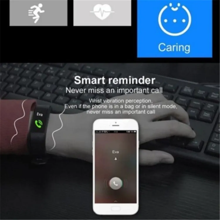 ID115 0.96 inch OLED Screen Smart Watch Wristband Pedometer Sport Fitness Tracker Bracelet(Black)