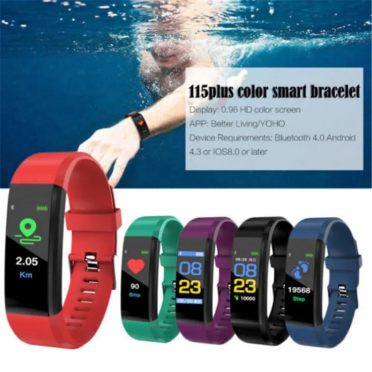 ID115 0.96 inch OLED Screen Smart Watch Wristband Pedometer Sport Fitness Tracker Bracelet(Black)