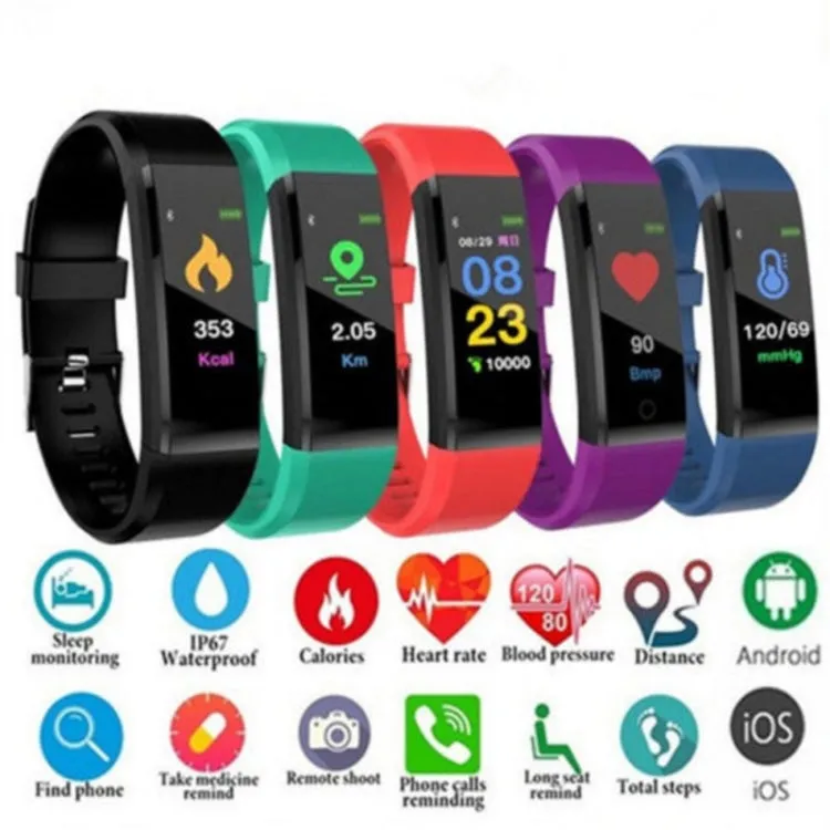 ID115 0.96 inch OLED Screen Smart Watch Wristband Pedometer Sport Fitness Tracker Bracelet(Black)